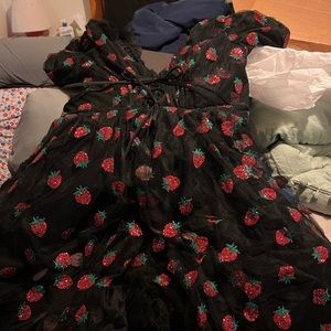Lirika Matoshi black tulle sequin strawberry dress